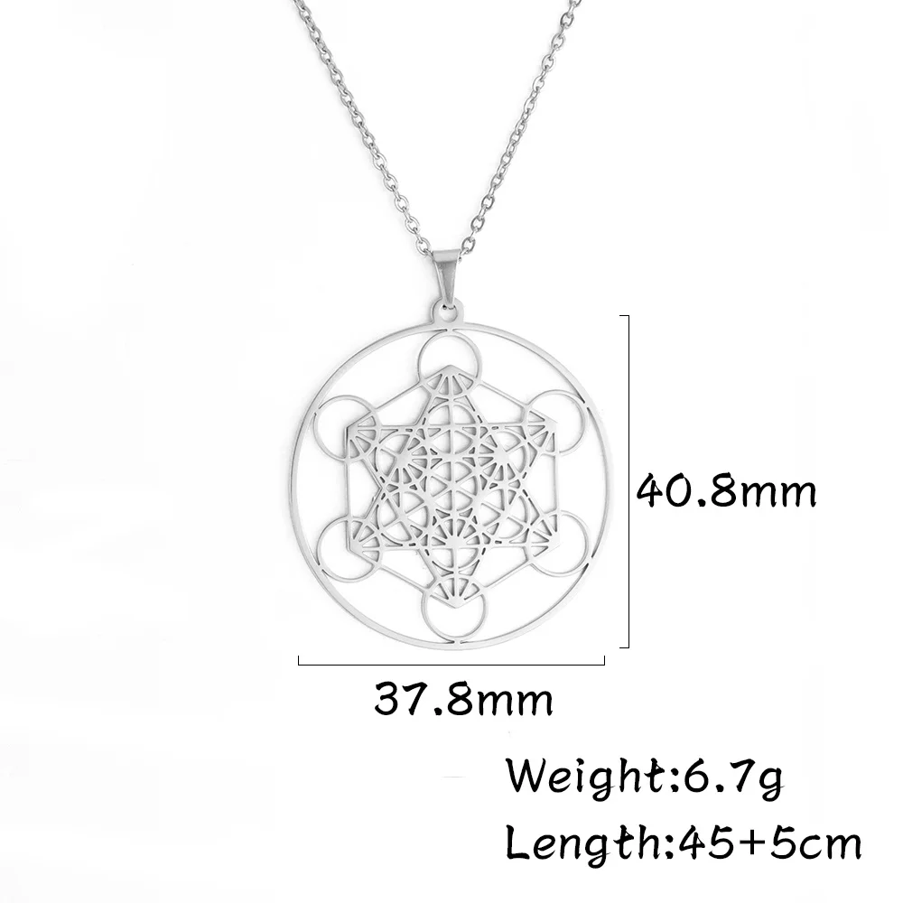 Eueavan Aartsengel Metatron Michael Angel Zegel Ketting Roestvrij Staal Geometrische Kabbalisten Solomon Amulet Verjaardag Sieraden Cadeau