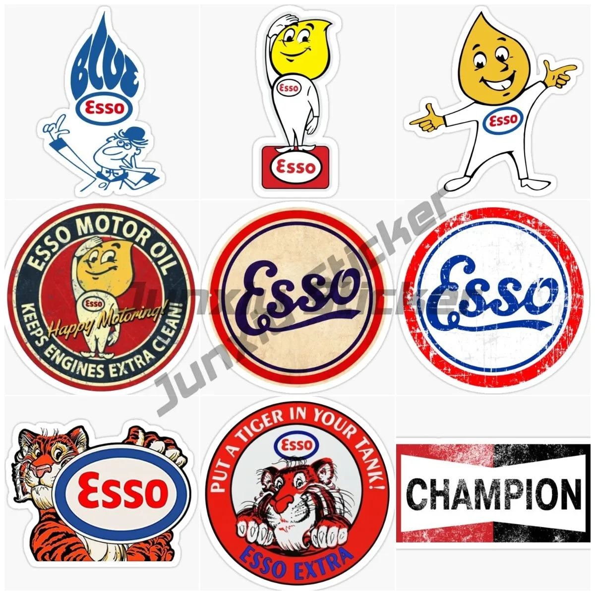 Retro ESSO Racing Motorcycle Off-road Racing Laptop Helmet Trunk Wall Sticker Suitable for Cars, Trucks, SUVs, RVs