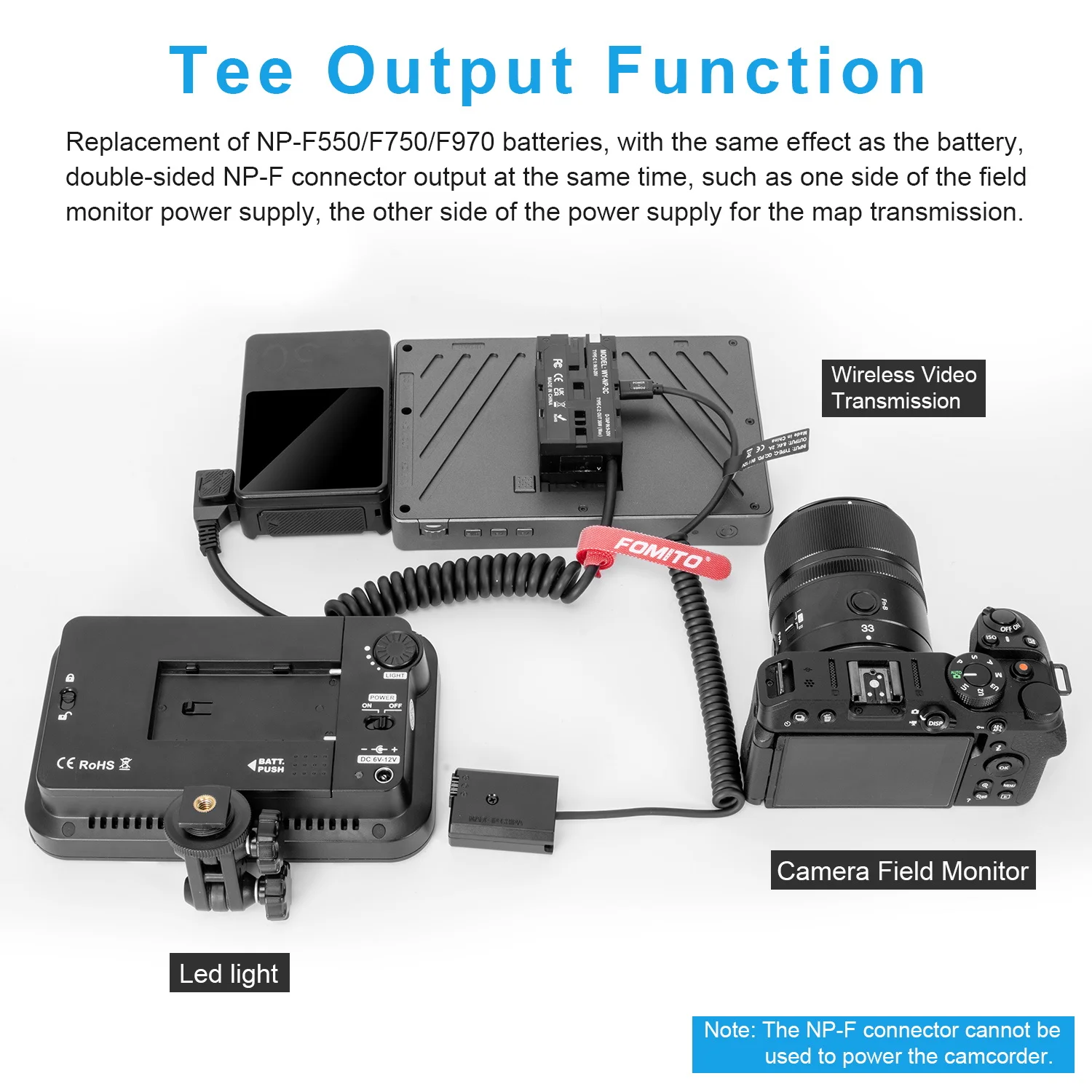 FOMITO NP-F550 F750 F970 Battery Converter Suitable for Photography Monitors  Photography LED lights Image Transmitters etc