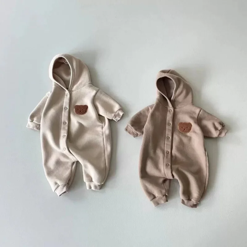 

Warm Winter Baby Clothes Newborn Bodysuit Girl Bear Cute Hoodie Jumpsuit