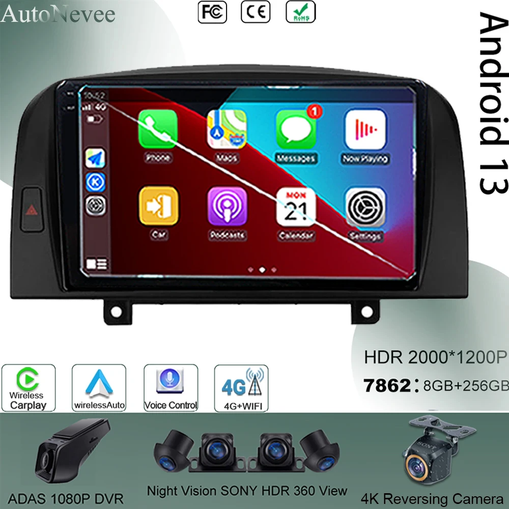 

For Hyundai SONATA NF 2004-2008 Android 13 Stereo Car BT QLED Screen Video Player 5G Wifi GPS Multimedia Autoradio Carplay