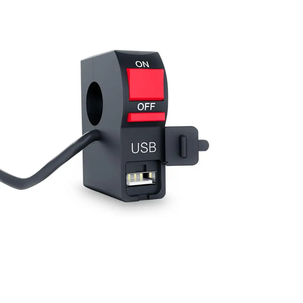 Universal motocicleta guiador start flameout interruptor no botão com carregador usb farol indicador para scooters atvs