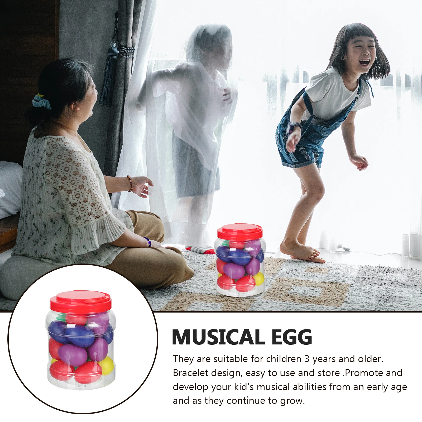 20 Uds. De huevos de arena de percusión para niños, instrumento Musical de juguete Maraca, regalo de música educativa seguro de plástico para bebés