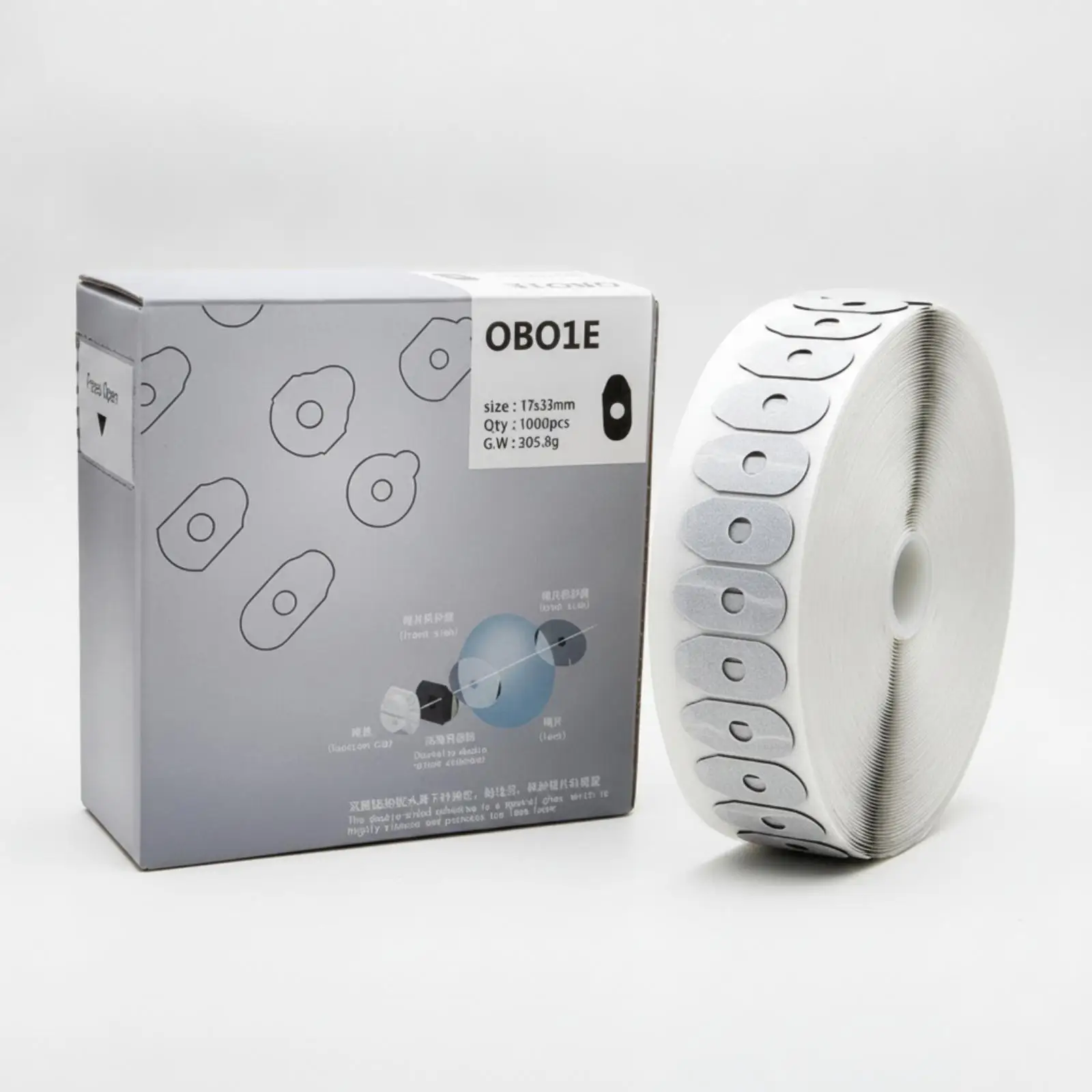 Lens Fabrication Sticker Roll with Central Opening for Secure Grip During Cutting Shaping and Polishing Procedures