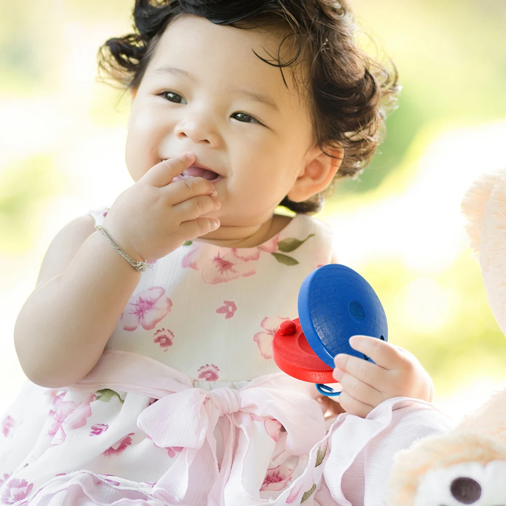 6pcs Wooden Castanets for Kids Children's Percussion Toys Wood Instruments Music Education Toy Creative Funny Baby Preschool