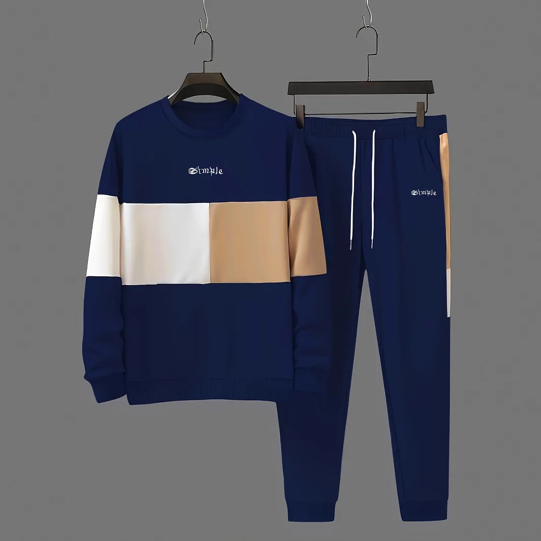 2026 Frühling Herbst Herren Rundhals 3D-Buchstaben-Print Zweiteiliger Hoodie-Trainingsanzug Weich Bequem Locker Streetwear Alltag Lässig Co-Ord M – Detail 4