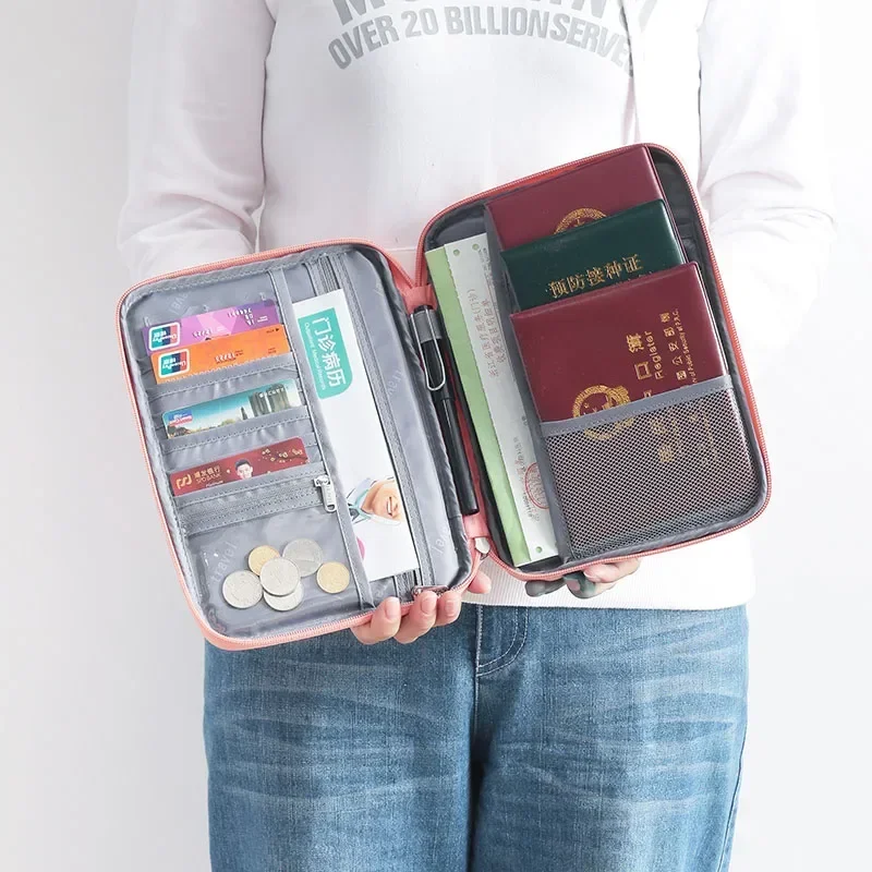 

Portable Passport Holder & Document Organizer Waterproof Multi-Function Case for Men Women Family Travel Accessories Wallet Bag