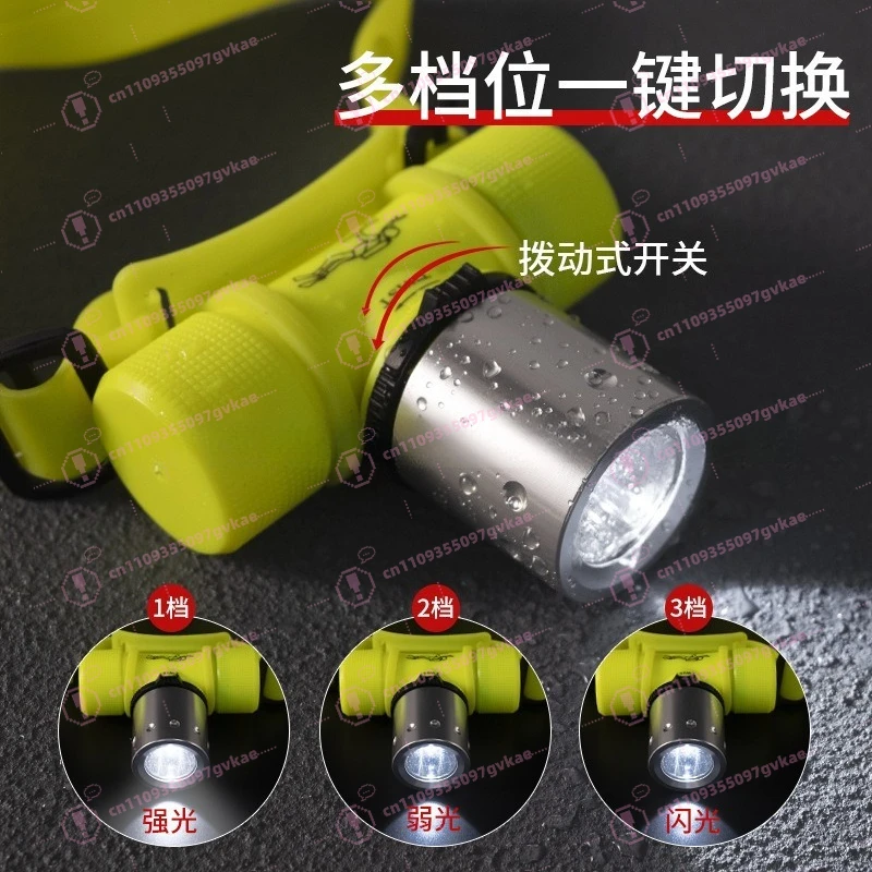 IP68 Waterproof Headlight 50h Battery Life Outdoor Strong Light Charging Headlight 90min Lighting Water Rescue Diving Light