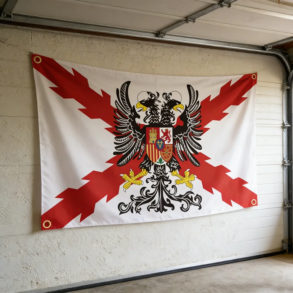 60X90CM 90X150CM Spanisches Kaiserreich Burgund-Kreuz Flagge Wandteppich Banner Outdoor Heimdekoration Vintage-Stil Wandbehang Kunst