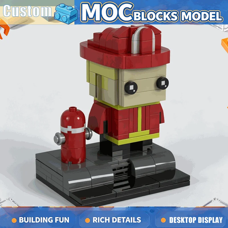 192PCS MOC Firefighter Figure With Hydrant Building Blocks DIY Assembly Rescue Hero Model Creative Educational Home Decor Gift