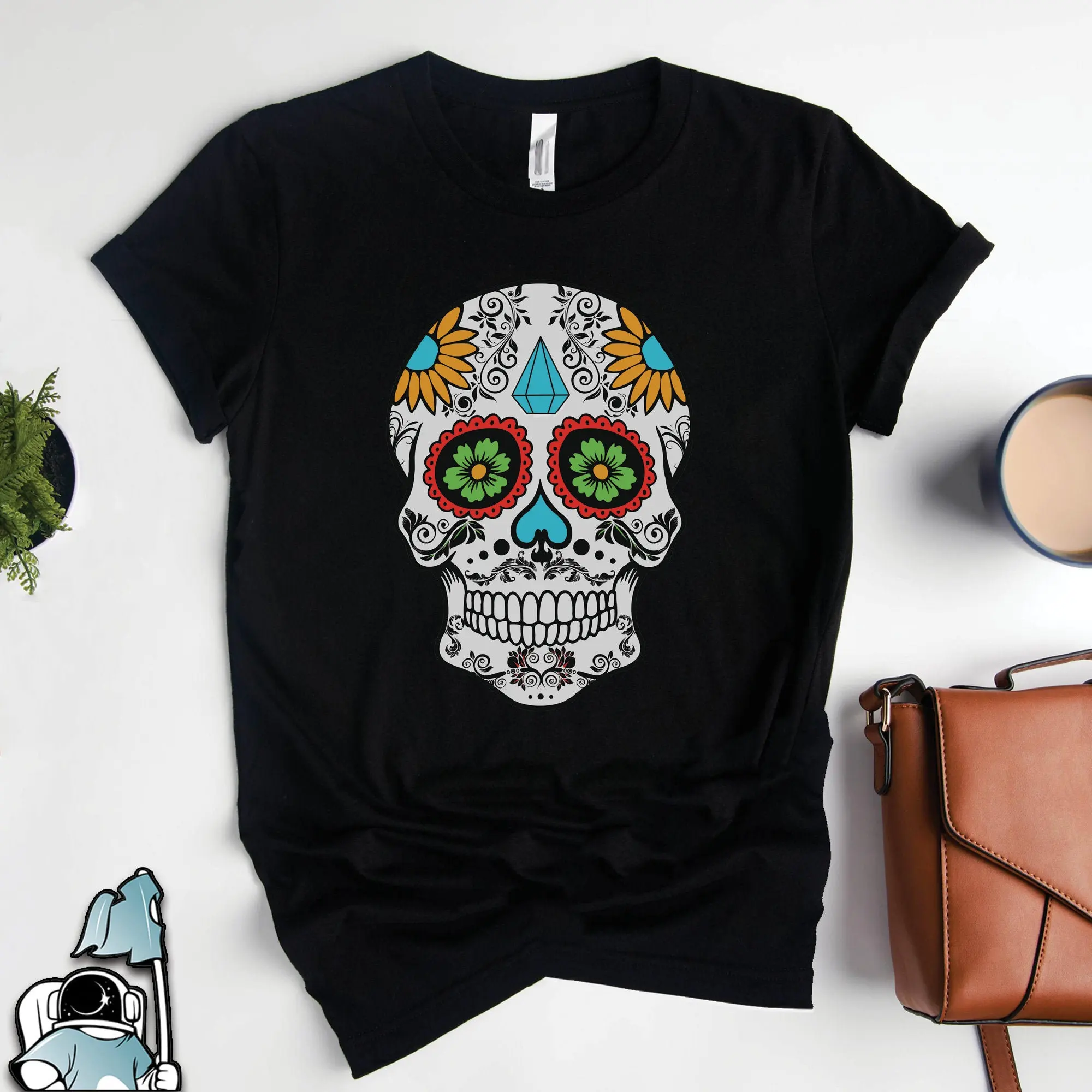 Sugar Skull T Shirt Art Day of the Dead Día de los Muertos Halloween s