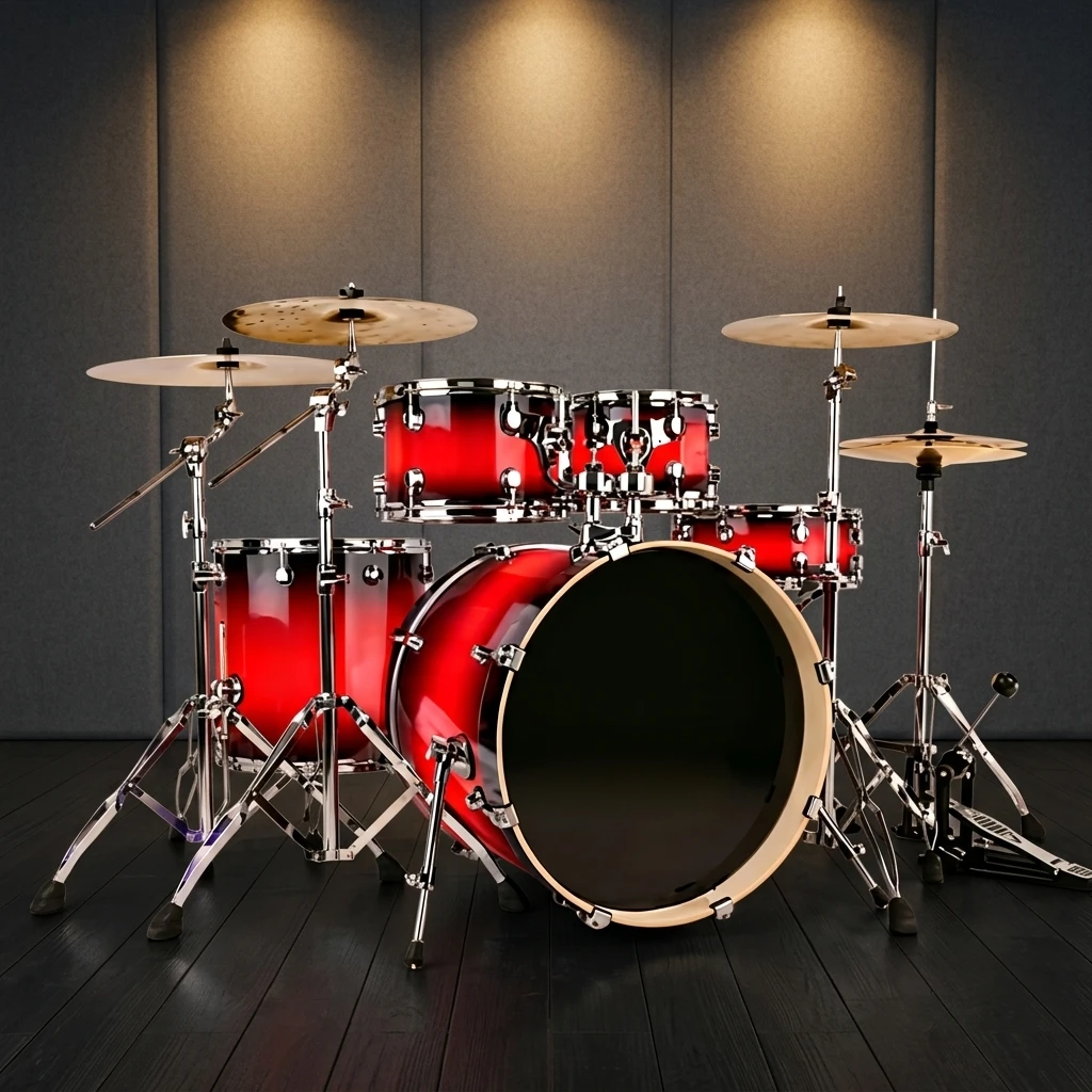 Durable 5-Piece Metal Acoustic Percussion Drum Set with Bass Drum for Live Concert