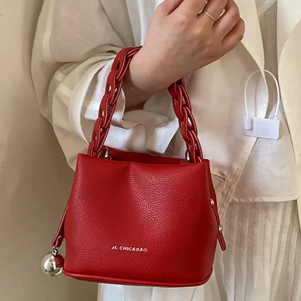Spring Summer High Grade Bucket Bags for Women Chic Design Handle Soft Buckle Shoulder Crossbody Bag Commute Handbags