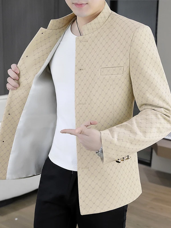 

Мужская модная куртка с воротником-стойкой, вышивкой букв, в клетку, премиум-класса, осенне-весенняя, новый стиль, повседневный крой, полиэстер