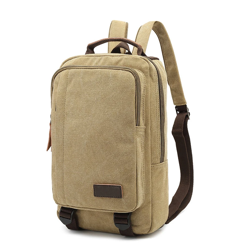 Men retro simple fashion leisure canvas outdoor sports bike motorcycle multi-functional portable shoulder chest bag backpack