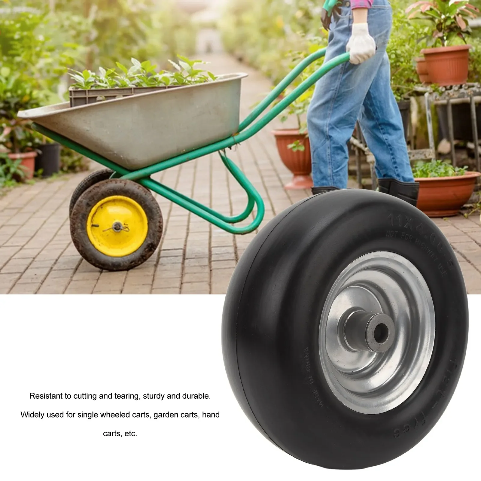 2Pcs Lawn Mower Tire Inflation Free 11in Diameter 4in Width Accessory for Replacement