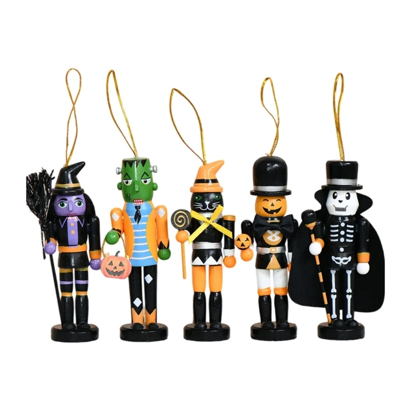 Halloween Nutcrackers Figures Halloween Wooden Nutcrackers Soldier,Halloween Nutcrackers Ornament for Party Home Decors J0MC