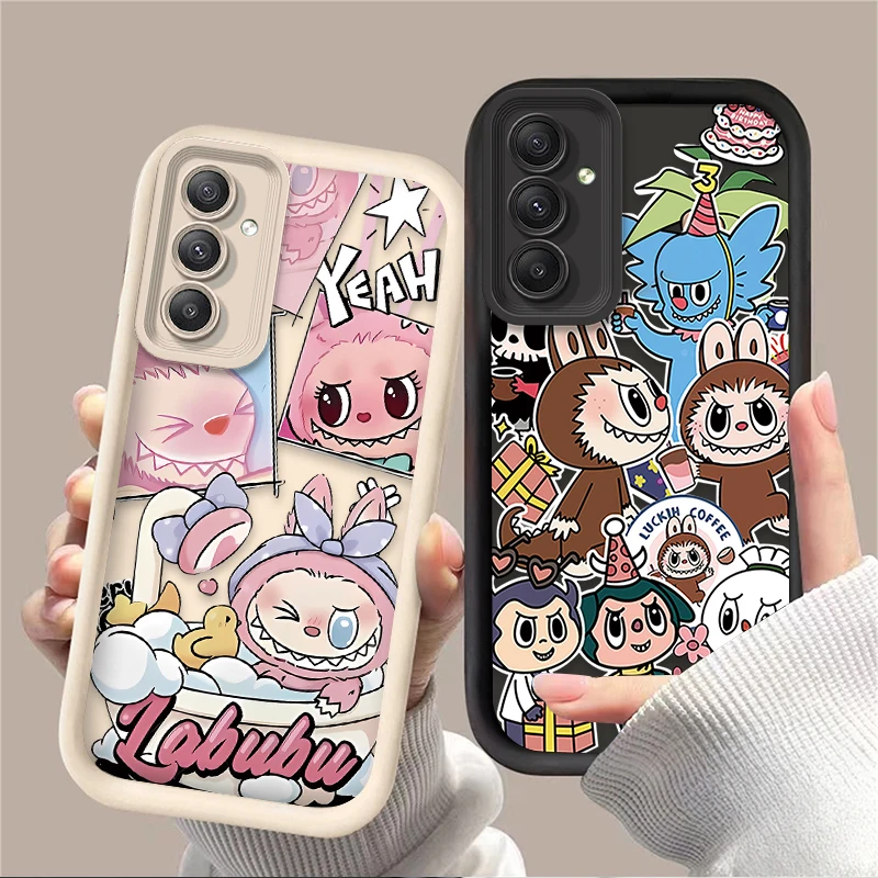 Back Case for Samsung Galaxy A35 A55 A15 A25 A16 A06 A05 A05S A24 A13 A23 A12 A22 A32 A52 A71 A51 4G Lovely Cartoon Labubu Cover