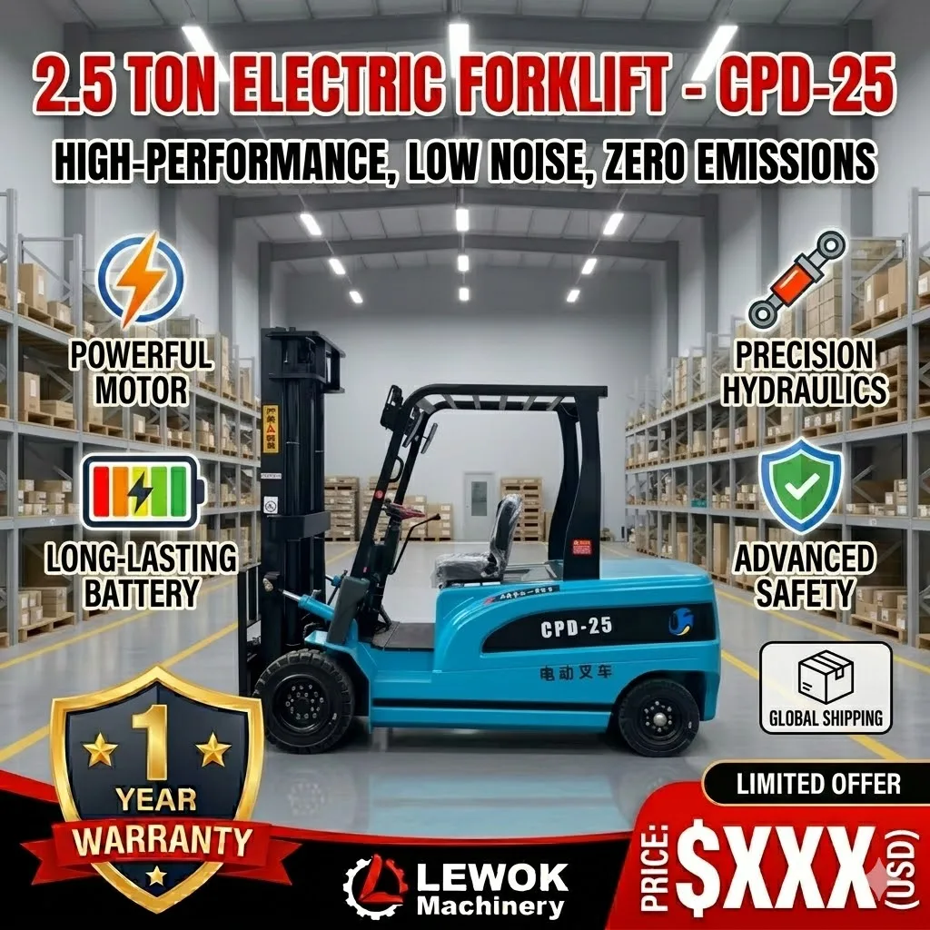 

Electric Forklift Pallet Stacker 2.5ton Lift Heavy Duty Truck LeadAcid Battery Warehouse Equipment Solid Tires CE Approved Forkl
