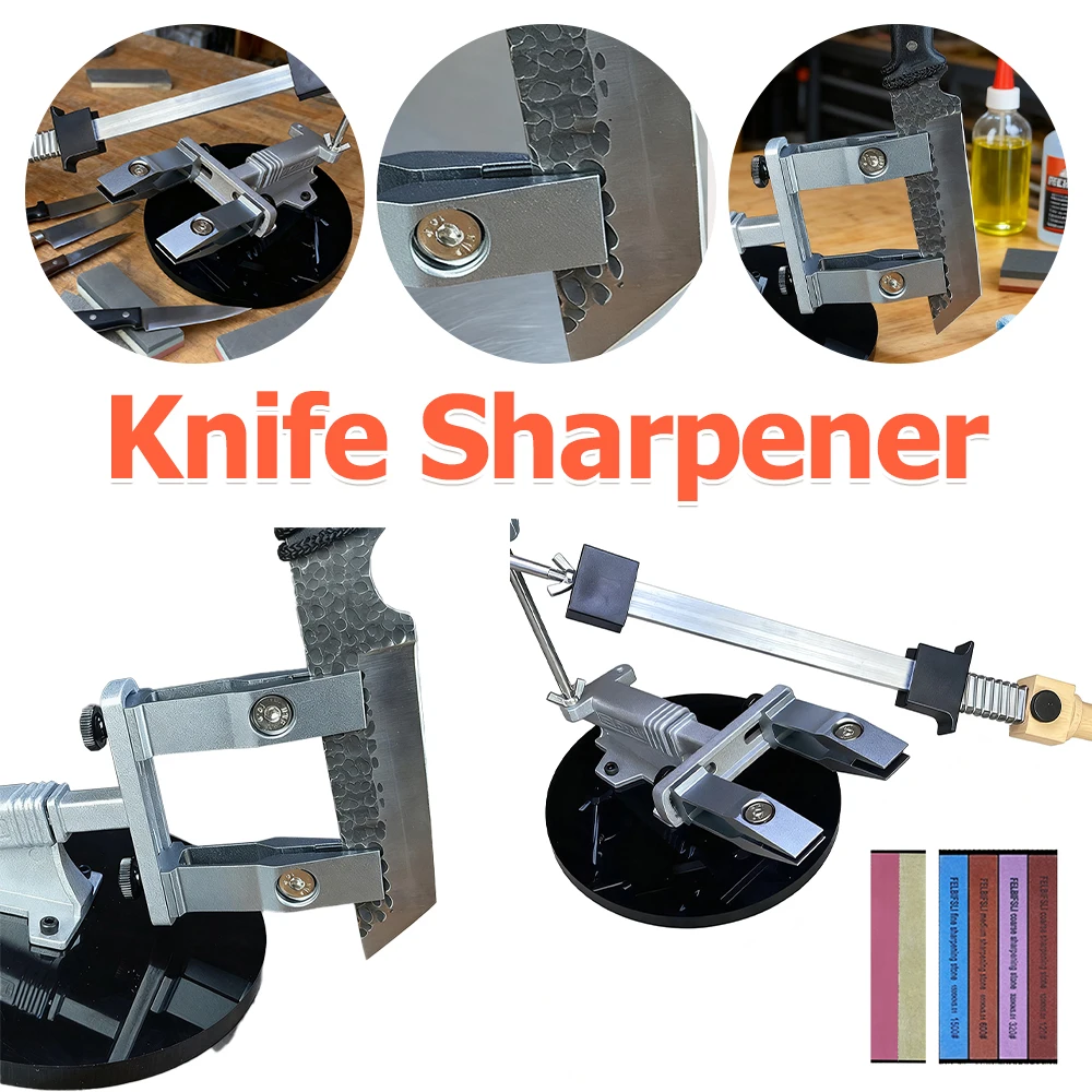 

Guided Sharpening System Fixed Angle Sharpener Precision Honing Jig Blade Grinding Base Professional Edge Tool with 3 Whetstones