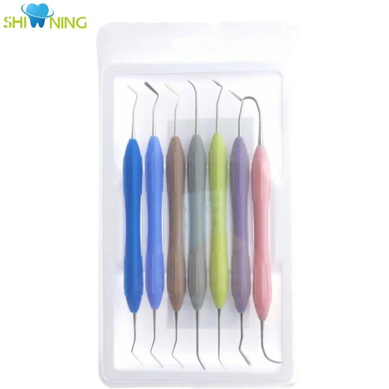 

7PCS/SET Dental Resin Filler Set Plastic Dresser With Silicone Handle Aesthetic Restoration Kit for Resin Knife Spatula Tool