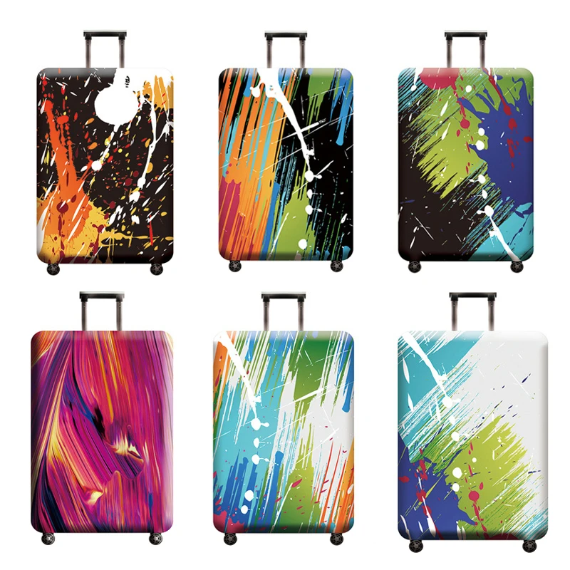 Abstract Luggage Cover Travel Suitcase Protector Suit for 18-32 Size Trolley Case Dust Travel Accessories Elasticity Box Sets