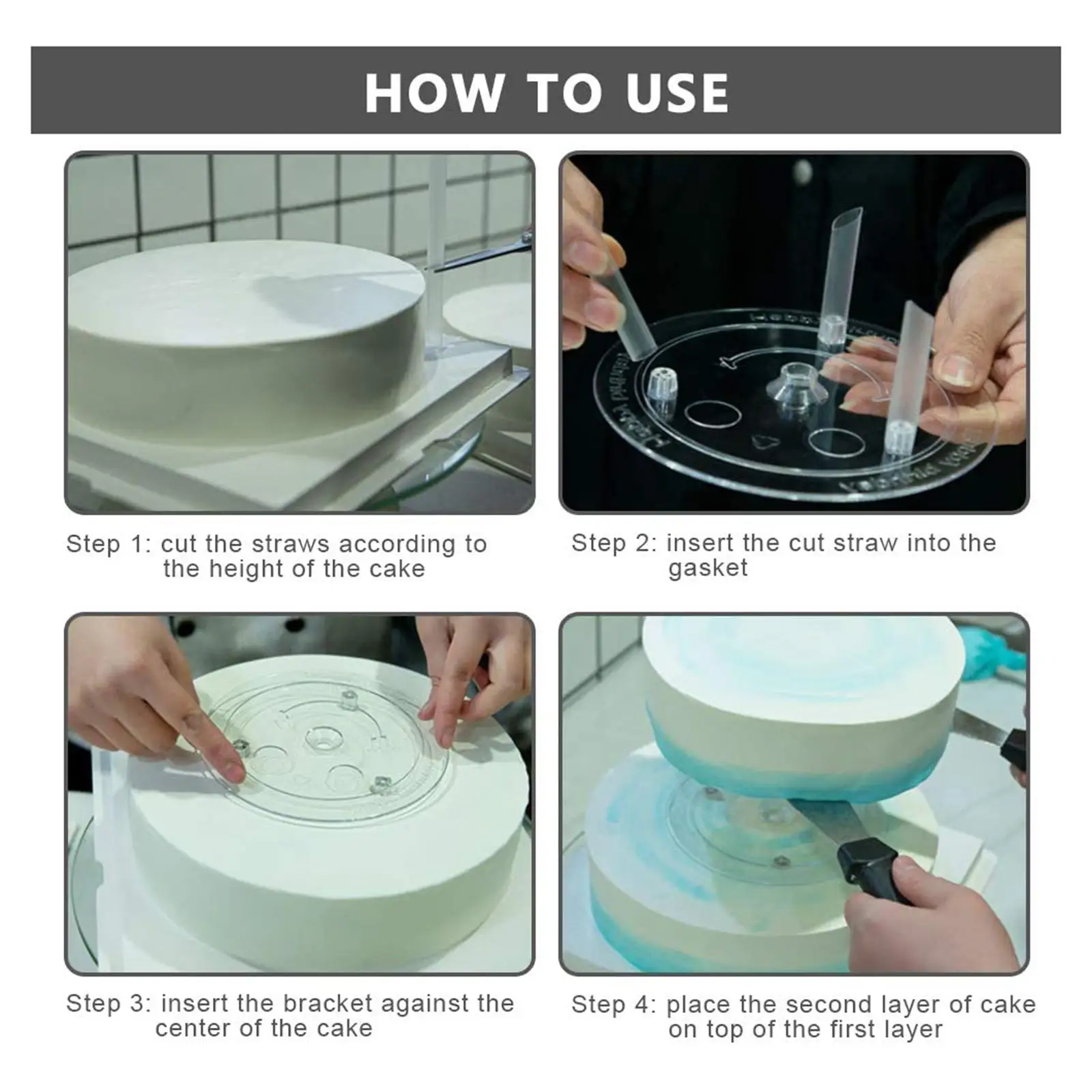 s Kit, 5 Round Cake Plastic board, 15 Dowels, Tier Stacking Support - Cake