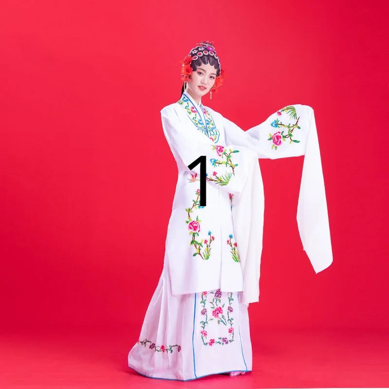 

Huadan costumes for Beijing opera and martial arts training, water sleeved Yue opera, Miss Huangmei opera costumes for women