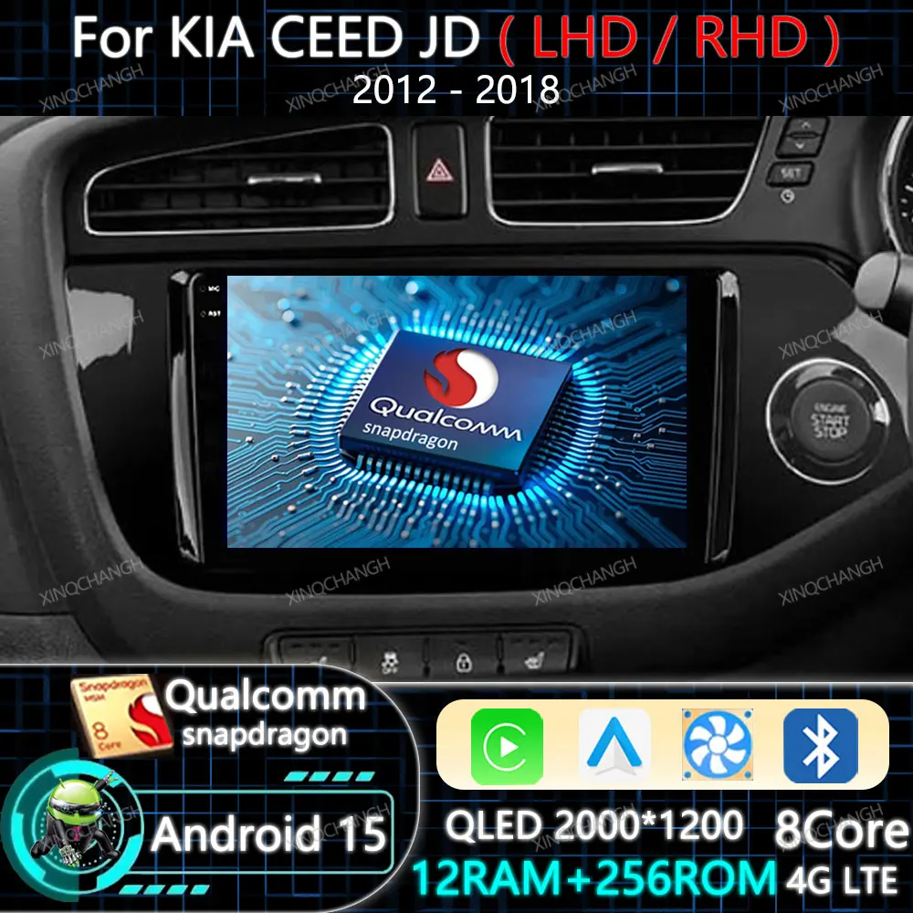 Radio Mobil Android 15 Untuk KIA Cee'd CEED JD 2012 2013 2014 2015 2016 2017 2018 Navigasi 4G WIFI 2DIN GPS Carplay Auto Head Unit
