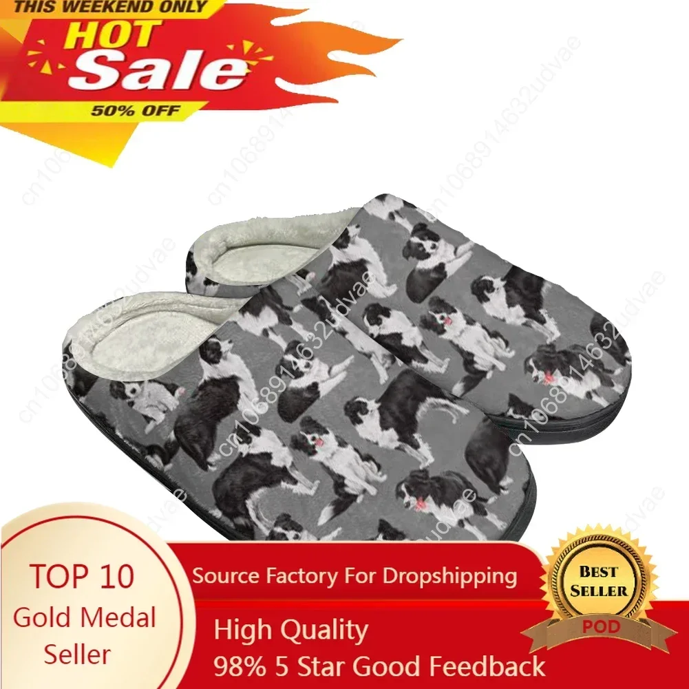 

Hot Border Collie Fashion Cotton Mens Womens Custom Slippers Sandals Plush Casual Keep Warm Shoes Thermal Comfortable Slipper