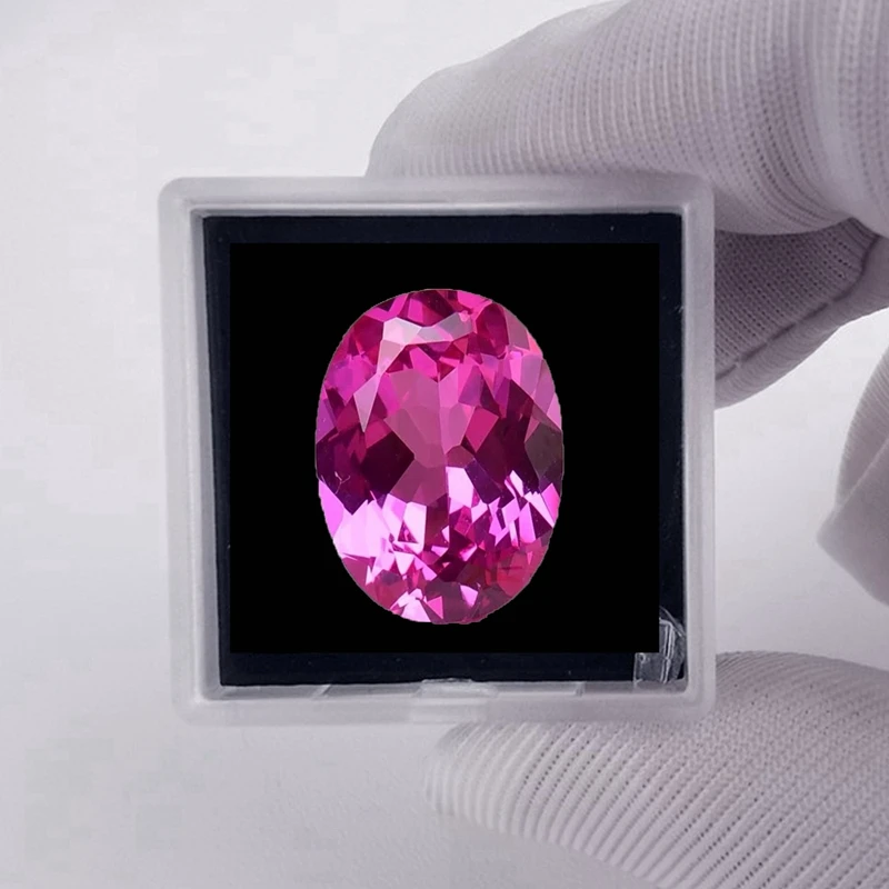 Pretty Pink Ruby Under UV Light Fluorescent Ruby Gem Oval Faceted Cut 13×18mm 16.0ct Loose Gemstone for DIY Precious Stone Gift