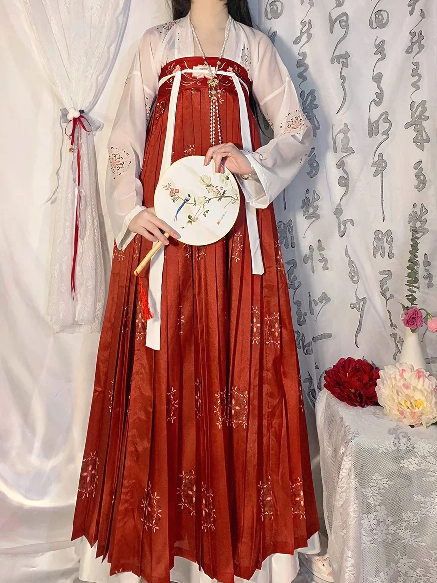 Original Hanfu Dress Women Chinese Traditional Dress Female Chest Length Skirt Spring Autumn Cosplay Ancient Costumes Red Hanfu