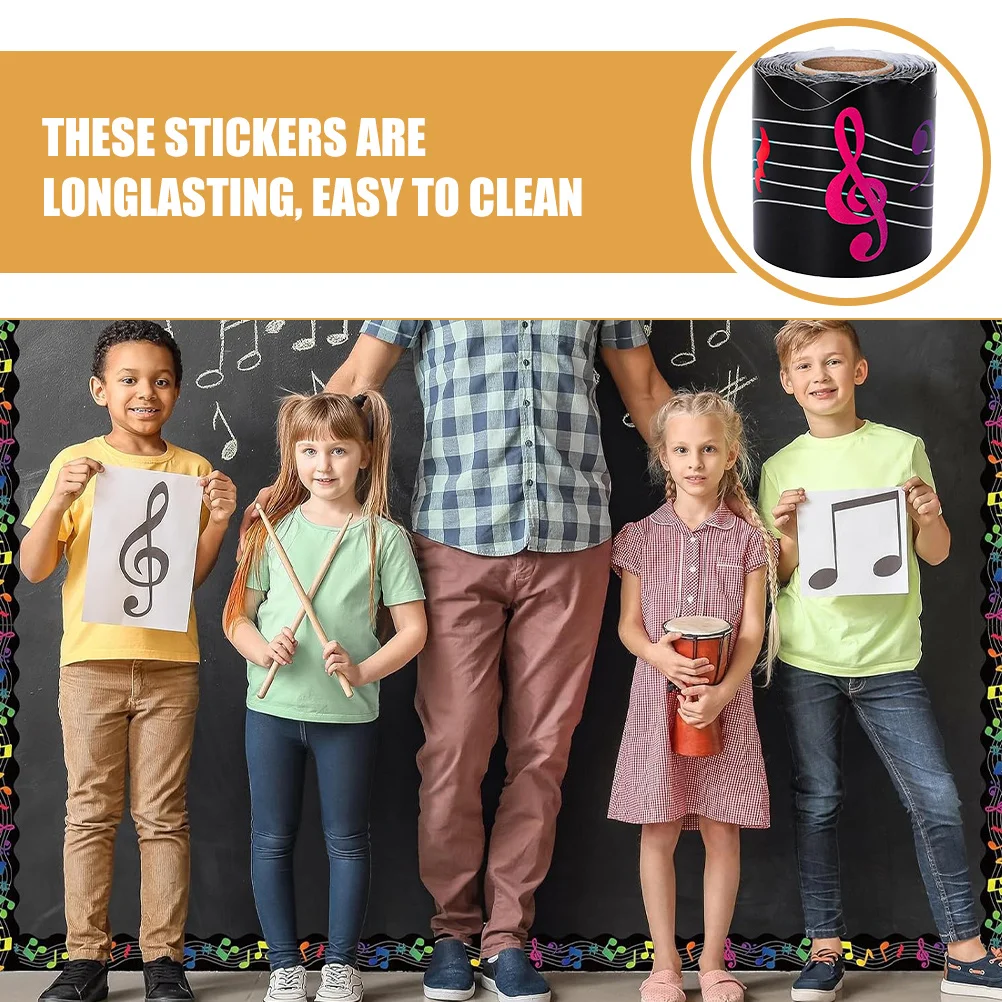 33Ft Musical Notes Bulletin Board Borders Black Self-Adhesive Trim Stickers For Classroom Music Theme Decorations Easy