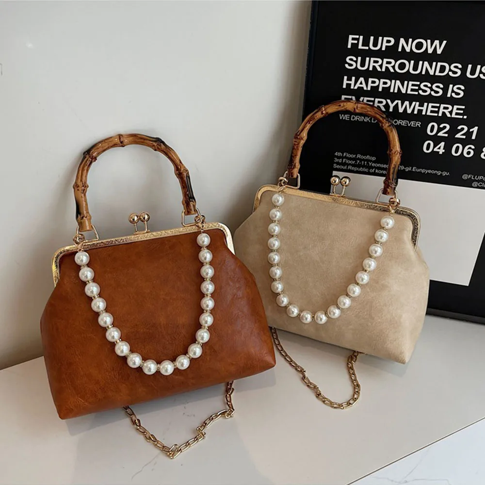 

Новая сумка-кроссбоди в винтажном стиле с жемчужной цепочкой, однотонная женская сумка через плечо, нишевый минималистичный дизайн, сумка-слинг для женщин