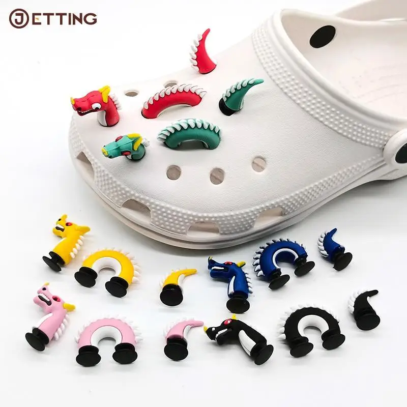 1PCS PVC Spoof Cartoon China Dragon Hole Shoe Charms DIY Funny Shoe Accessories Fit Croc Snake Decorations Buckle Unisex Gift