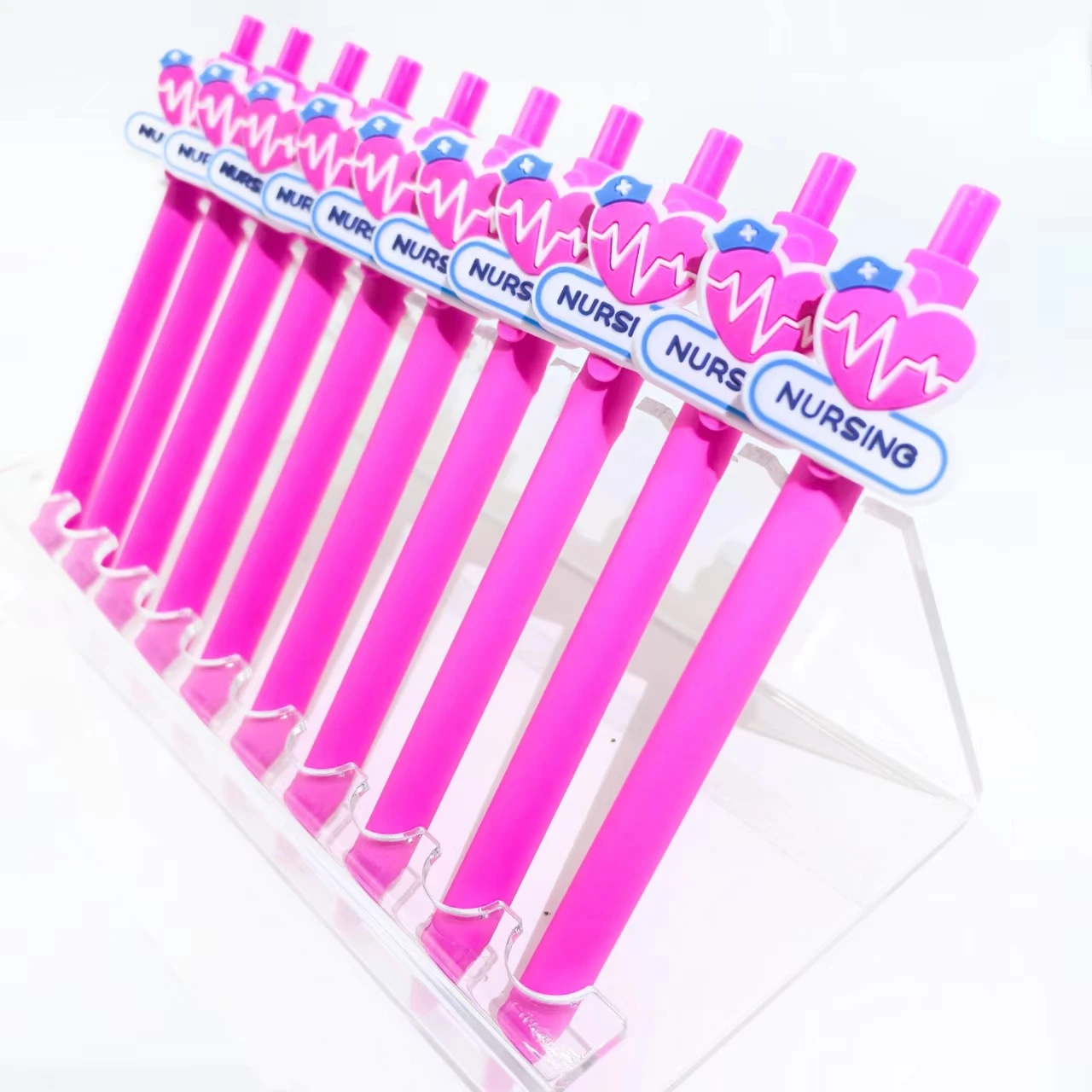 10PCS Doctor's Pens in Pink Series, Medical Neutral Pens, Solid Color Medical Nursing Day Series, Random Style Ballpoint Pens.
