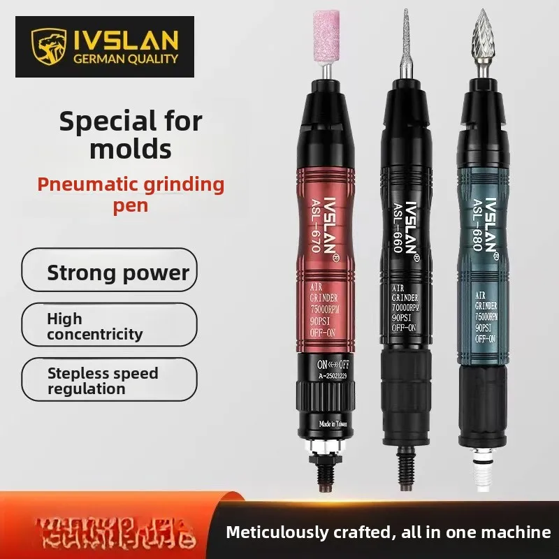 Ivslan German Imported Small Industrial-Grade High-Speed Pneumatic Mold Polishing and Grinding Machine Grinding Head Air Grinding Pen
