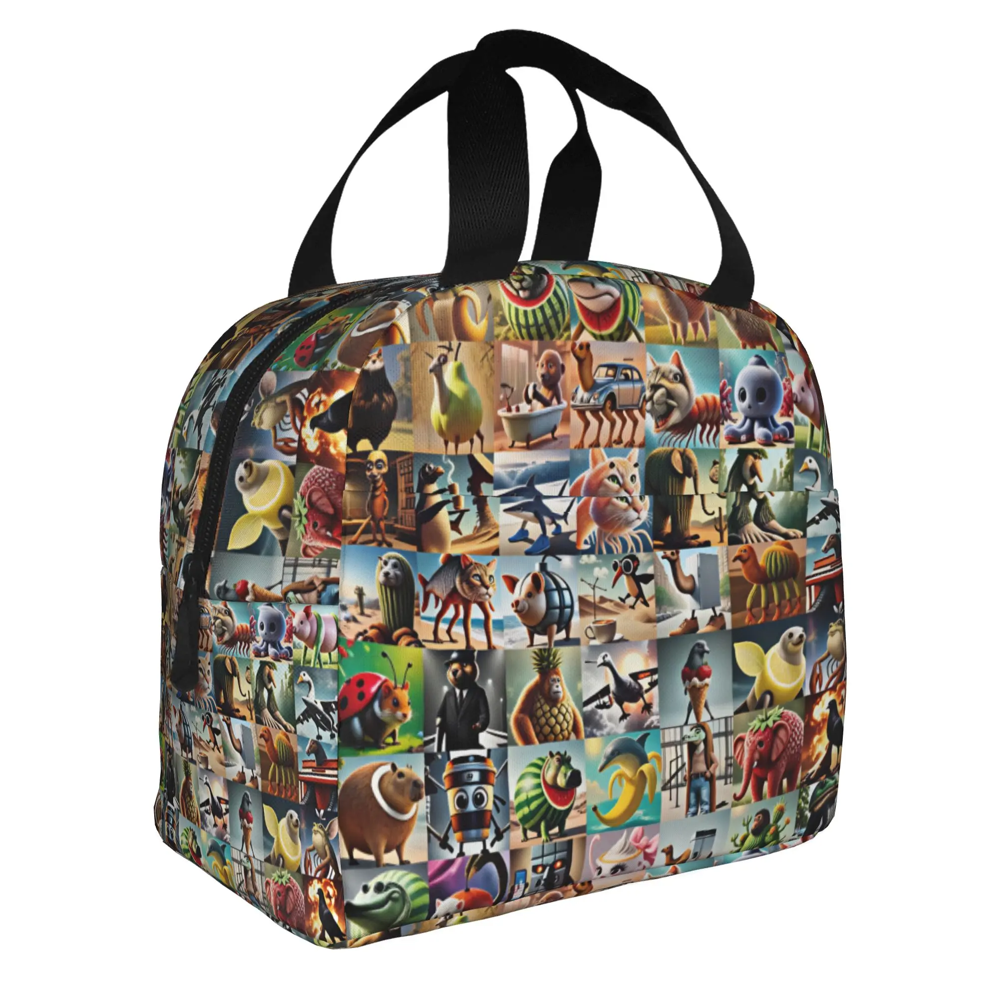 Italian Internet Meme Brainrot Thermal Insulated Lunch Bags Resuable Lunch Tote for Outdoor Camping Multifunction Food Box