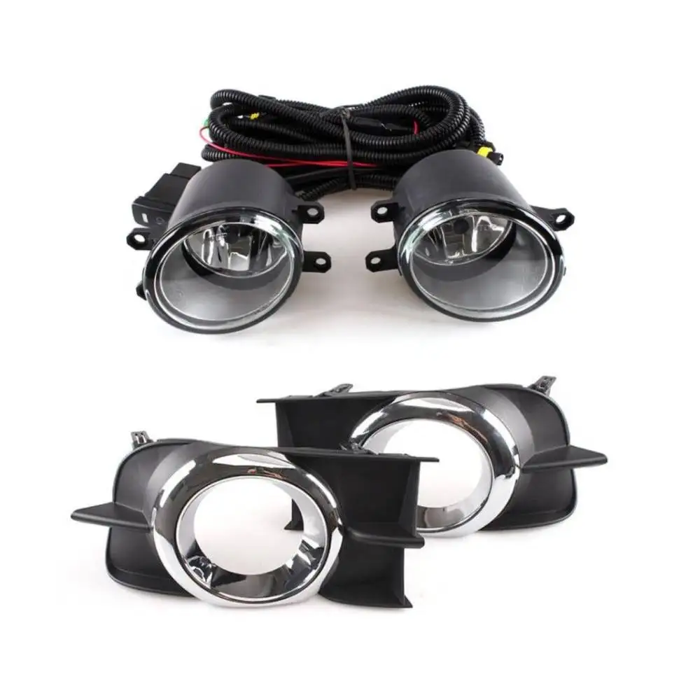 July King Car 4300K Halogen Fog Lamp Assembly Kit Compatible with Toyota Wish 2009 2010 2011, Blub + Frame + Harness + Switch