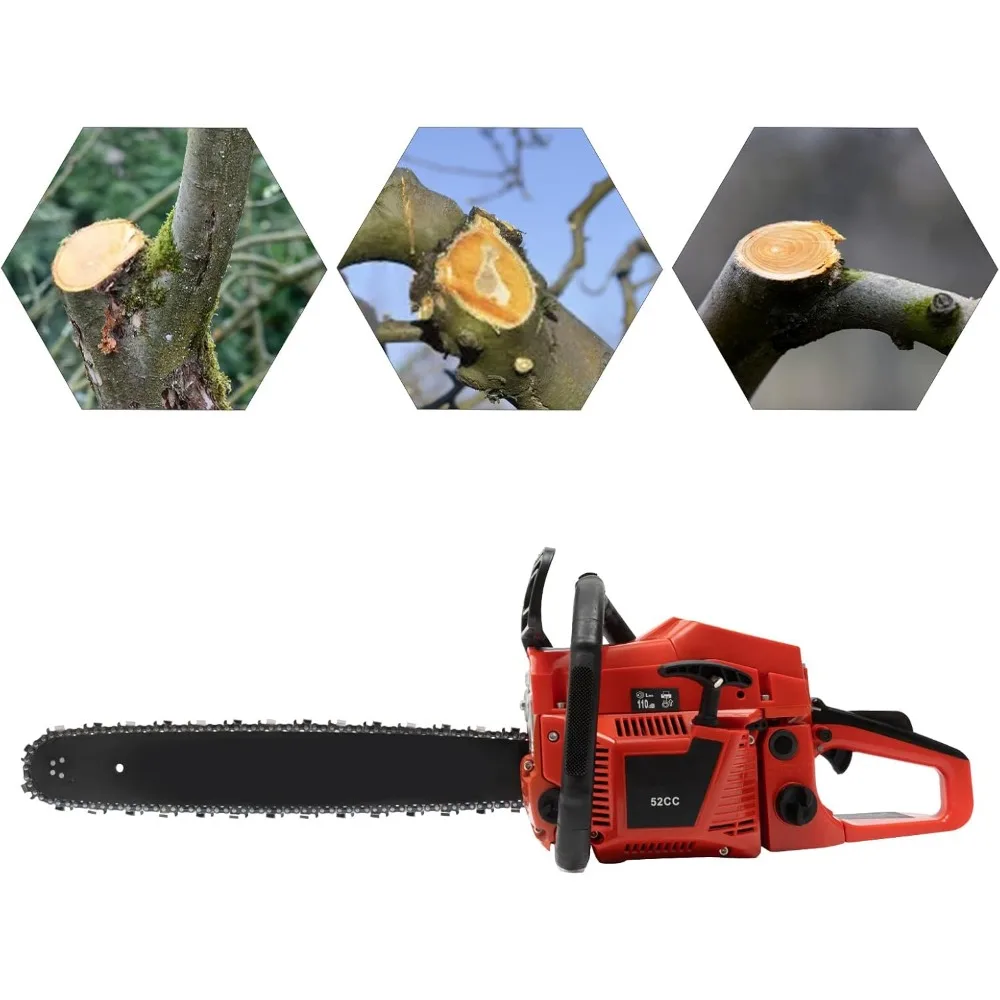 

52CC 2-Cycle Gas Powered Chainsaw 20 inch 2.95HP Handles&Multi-Angle Cutting Handheld Chainsaws for Wood Cutting Gardening