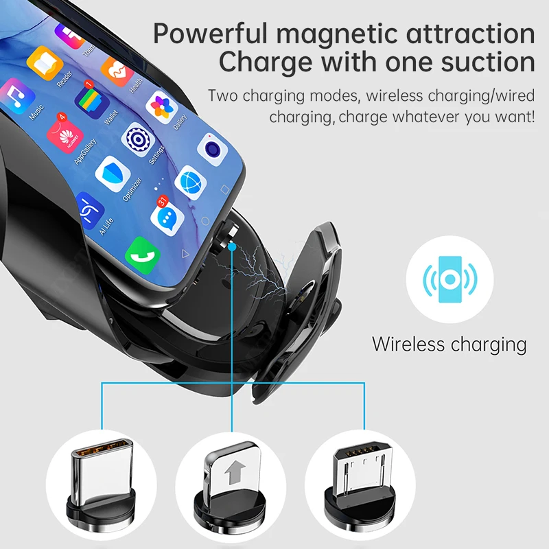 10W Wireless Car Charger Phone Holder For iPhone12 11 Wireless Charging Car Induction Charger Mount For iPhone 13 Pro Max Xiaomi