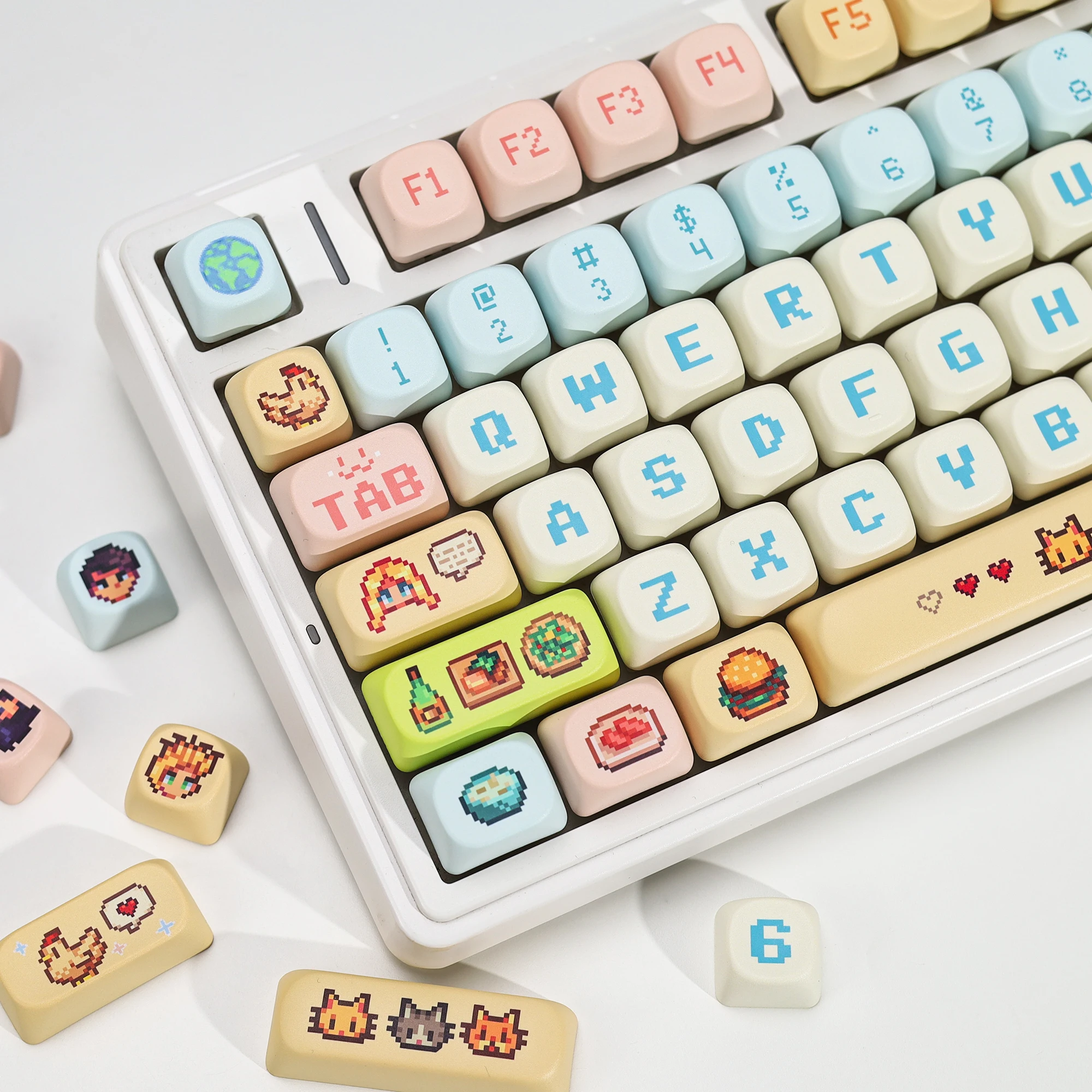 KBDiy 133 Keys Stardew Valley Theme Keycaps Cute PBT KOA Profile ISO Anime Keycap Custom For Mechanical Keyboard MX Switches