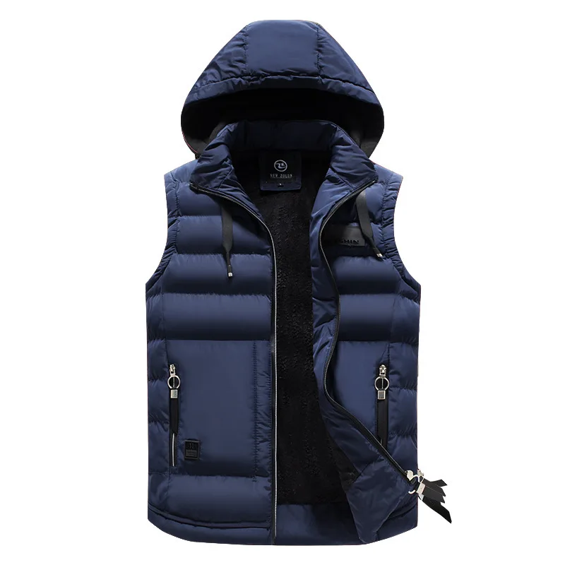 New Mens Outdoors Vests 2024 Cotton-Padded Men's Winter Vest Warm Hooded Waistcoat Casual High Quality Hot Sale Male Coats Vests