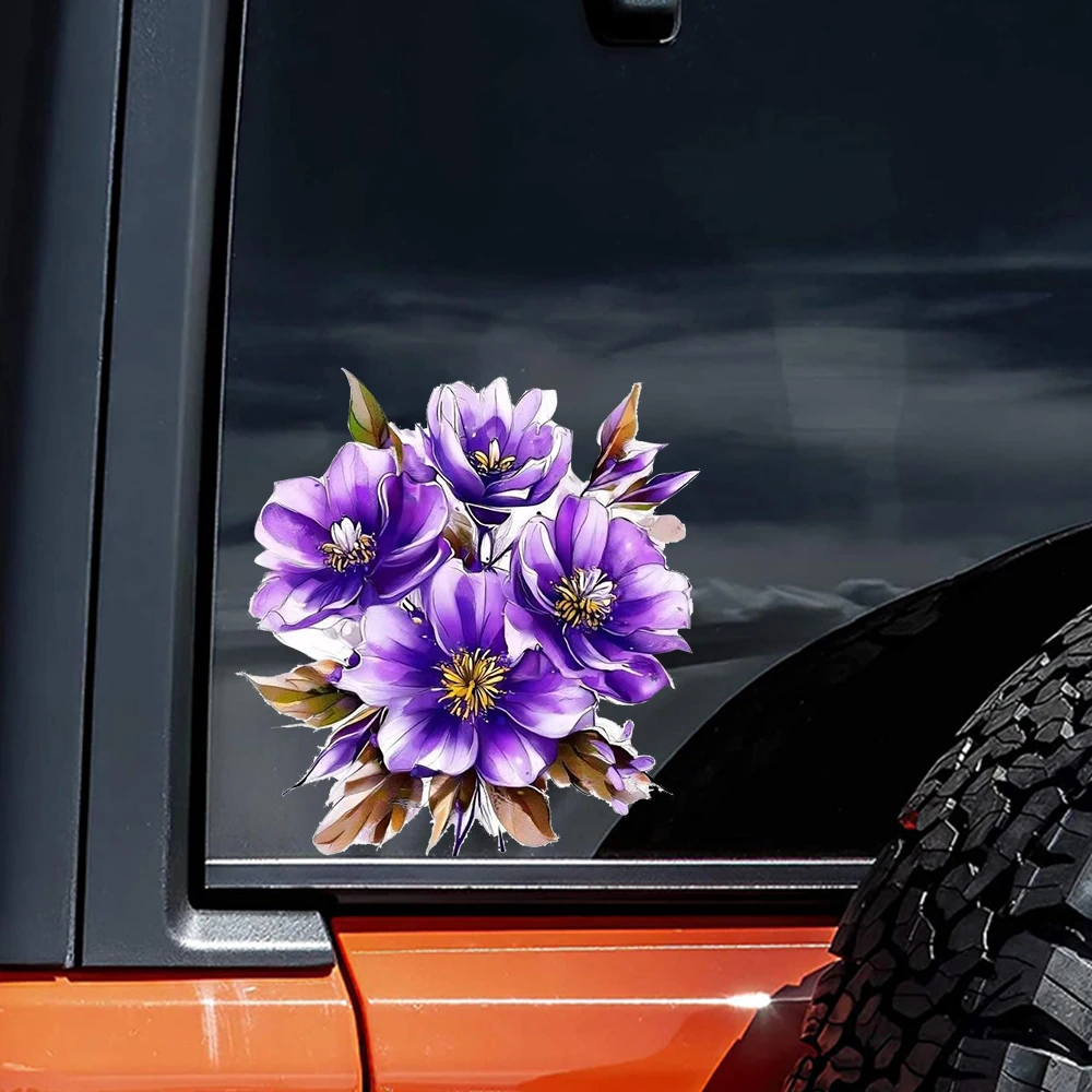 QT2561#Purple Floral Pattern Suitable for Laptop, Car, Truck, Van, SUV, Motorcycle, Wall, Bumper, Window