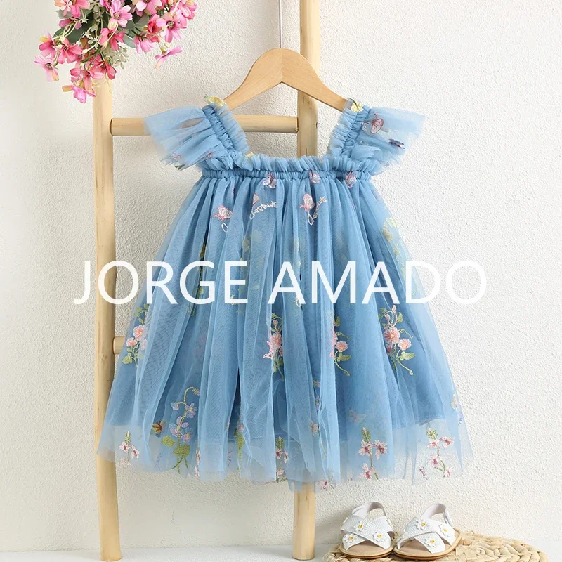 2026 New Summer Kids Girl Fairy Dress Floral Tutu Mesh Party Princess Dresses Children Birthday Photography Holiday Gown A5988-5