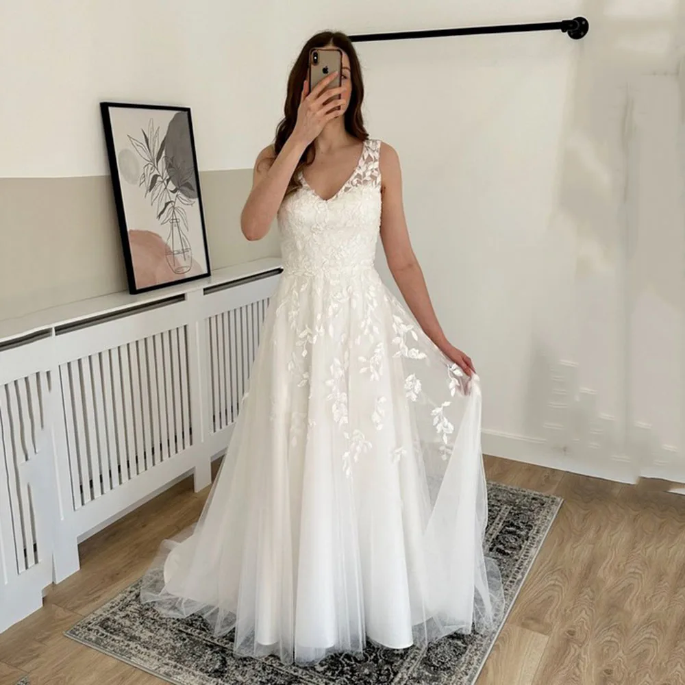 LoveDress Mermaid V Neck Wedding Dress For Women 2023 Backless Lace Appliques Wedding Gowns Puff Sleeves Vestidos De Noiva