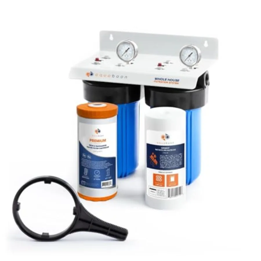 

2-Stage Water Filter System for Well Water with 5 Micron 10x4.5 Reducing Sediment and Iron and Manganese Water Purification Fil