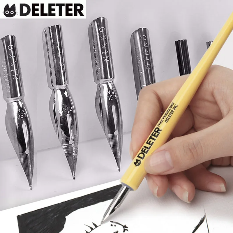 Japan Deleter Dip Pen 660 Serie Hout Strips 1 Houder Maru/G/Saji Nib Set Fontein Cartoon Mange Tekening Dip Pennen Set