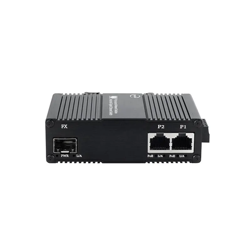 

Industrial 2 Ports (PoE) Switch with 1 SFP: 2 x 10/100/1000Mbps RJ45+1 x 100/1000M SFP Gigabit Fiber Optical Media Converter