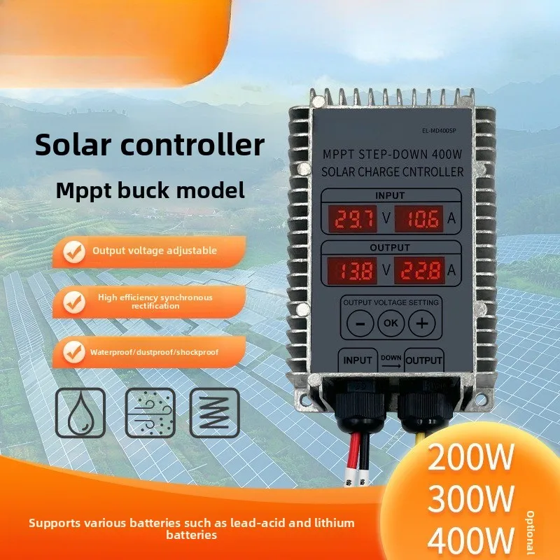 MPPT Solar Charge Controller 10-30V Adjustable Buck Module with Display for Photovoltaic LiFePO4 Battery Charger